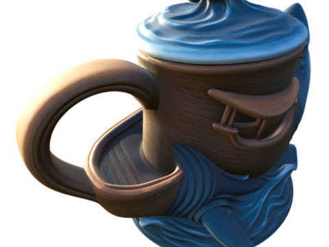 Megalodon Attack Mug - 3D Printing 3D Принт Модель