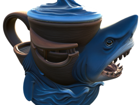 Megalodon Attack Mug - 3D Printing 3D Принт Модель