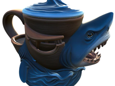 Megalodon Attack Mug - 3D Printing 3D Print Model