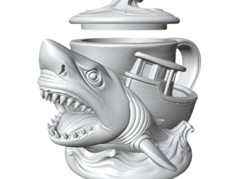 Megalodon Attack Mug - 3D Printing 3D Принт Модель