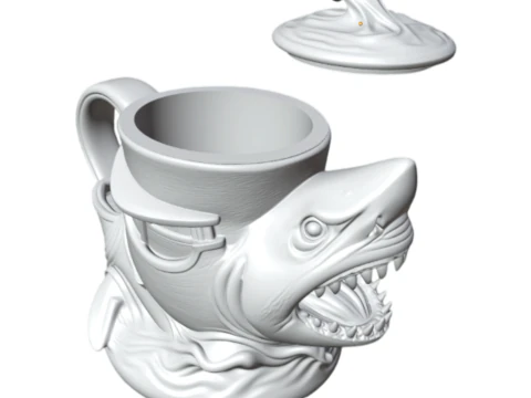 Megalodon Attack Mug - 3D Printing 3D Print Model