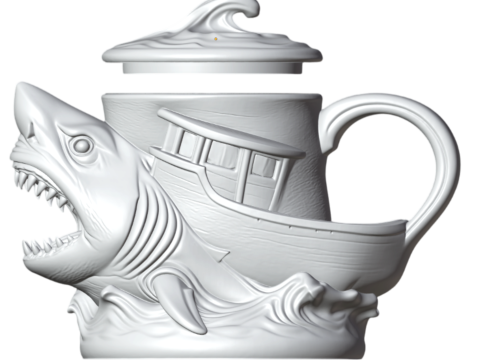 Megalodon Attack Mug - 3D Printing 3D Принт Модель