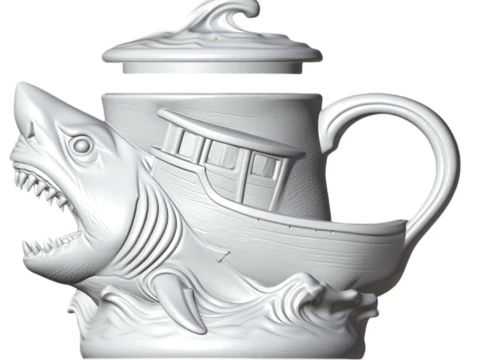 Megalodon Attack Mug - 3D Printing 3D Print Model