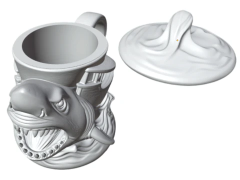 Megalodon Attack Mug - 3D Printing 3D Print Model