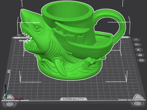 Megalodon Attack Mug - 3D Printing 3D Print Model