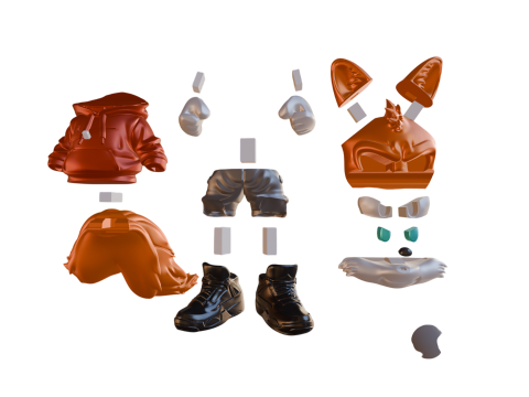 EXCLUSIVE 3D PROJECT Tails Prower Urban Vibes Style STL to FDM and RESIN Parts Separated by C Model do druku 3D