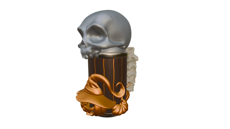 Spooky Halloween Can Holder 3D Baskı Modeli .c4d .max .obj .3ds .fbx .stl .blend 