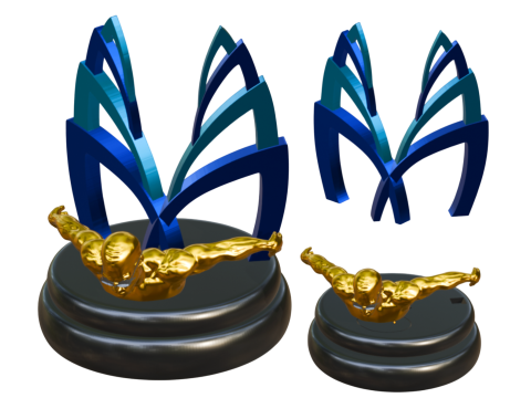Premium 3D Printing Swimming Trophy 3D Принт Модель