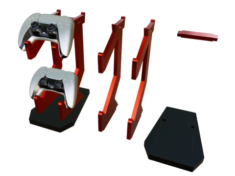 Suporte Organizador para 2 Controladores PS5 Xbox PC Modelo de Impressão 3D