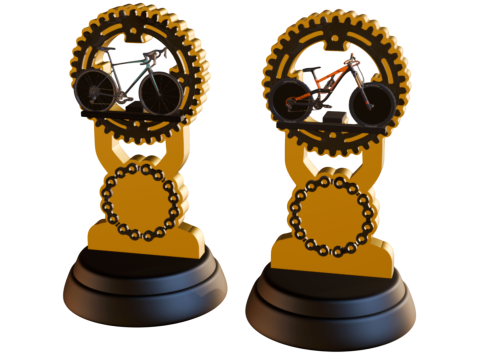 3D Printable Trophy - Mountain Bike Road Bike Champion Model Cetak 3D