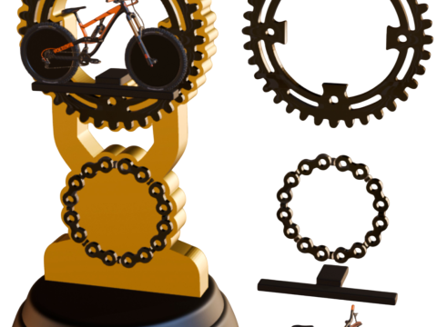 3D Printable Trophy - Mountain Bike Road Bike Champion 3D Принт Модель