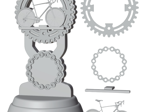 3D Printable Trophy - Mountain Bike Road Bike Champion 3D Принт Модель
