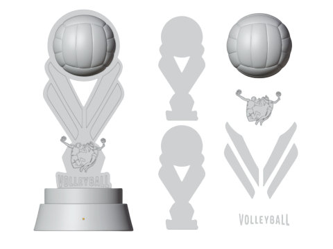 배구 트로피 3D 3D 프린트 모델