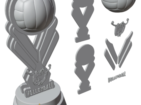 배구 트로피 3D 3D 프린트 모델
