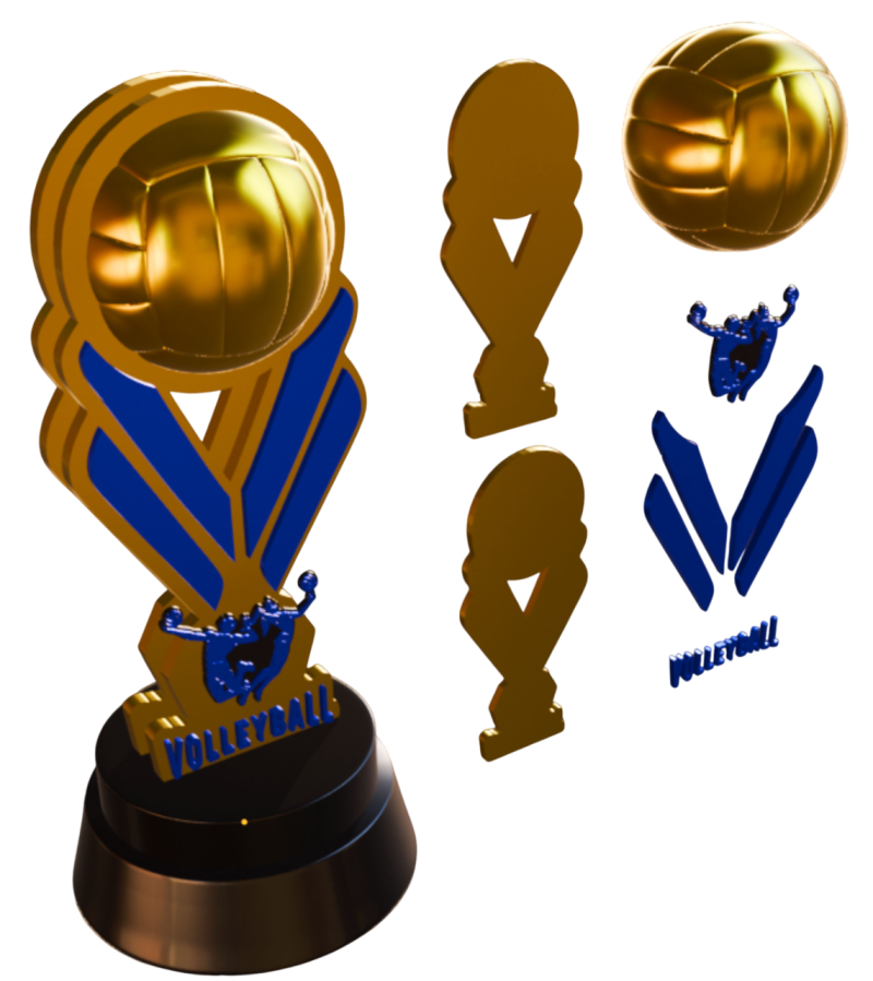 배구 트로피 3D 3D 프린트 모델 .c4d .max .obj .3ds .fbx .stl .blend
