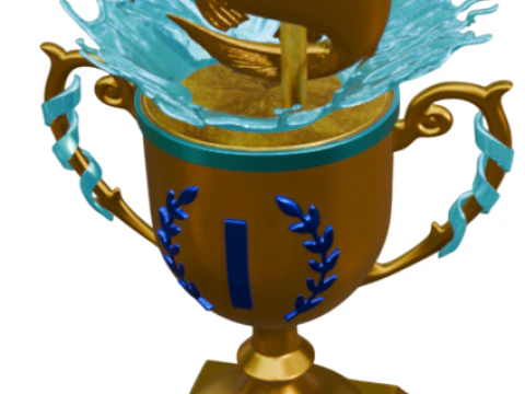 优质 3D 金鱼奖杯 - 3D 可打印模型 3D 打印模型