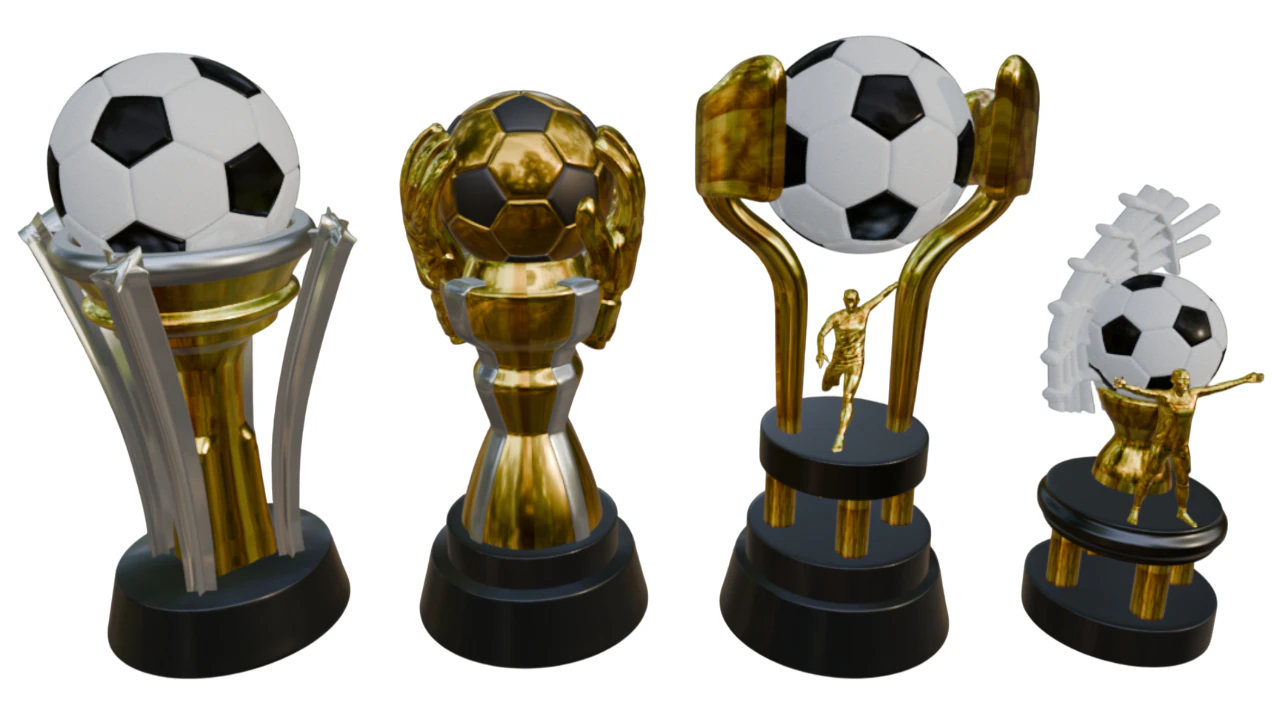 PREMIUM FOOTBALL TROPHY KIT 4 EXCLUSIVE MODELS 3D Print Model .c4d .max .obj .3ds .fbx .stl .blend 