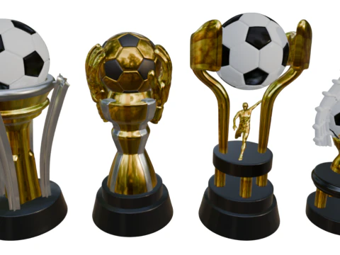 高级足球奖杯套件 4 个独家型号 3D 打印模型