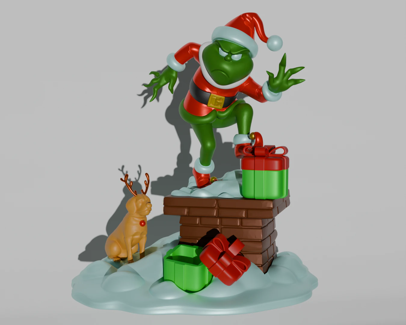 Grinch Christmas Diorama Tree Ornament Home Decor STL Blender Resin FDM 3D Print Model .c4d .max .obj .3ds .fbx .stl .blend 