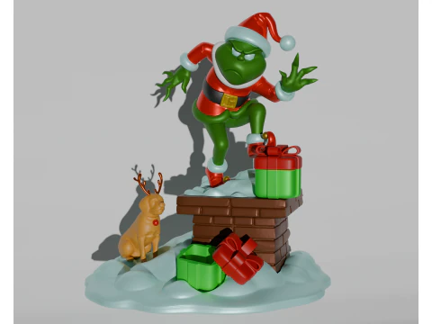 Grinch 圣诞立体模型树装饰品家居装饰 STL 搅拌机树脂 FDM 3D 打印模型