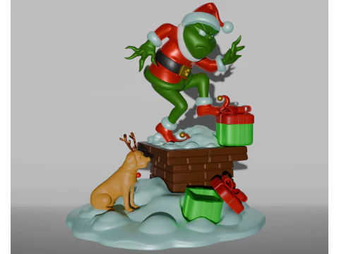 Grinch Christmas Diorama Tree Ornament Home Decor STL Blender Resin FDM 3D Print Model