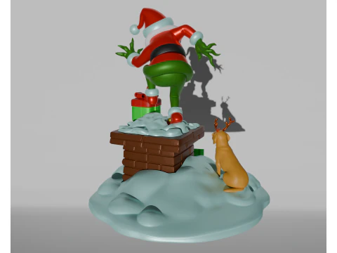 Grinch Christmas Diorama Tree Ornament Home Decor STL Blender Resin FDM 3D Print Model