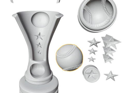 Premium 3D Printable Baseball Trophy Files Ready 3D Print Model