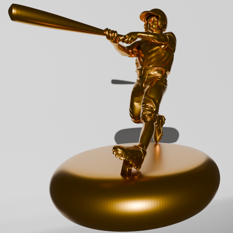 BASEBALL BATTER GOLDEN TROPHY 3D Print Model .c4d .max .obj .3ds .fbx .stl .blend