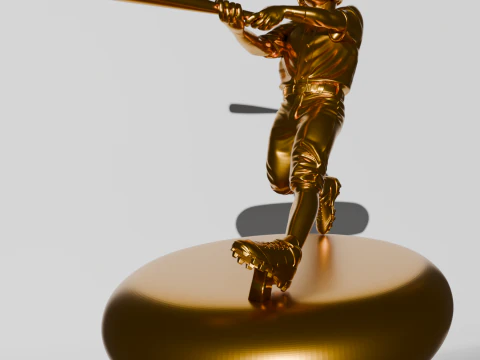 棒球击球手金奖杯 3D 打印模型
