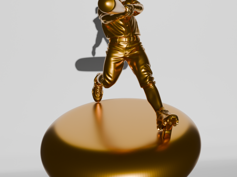 BASEBALL BATTER GOLDEN TROPHY 3D Print Model