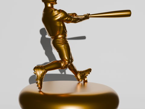 BASEBALL BATTER GOLDEN TROPHY 3D Print Model