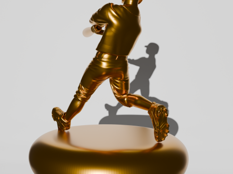 BASEBALL BATTER GOLDEN TROPHY 3D Print Model
