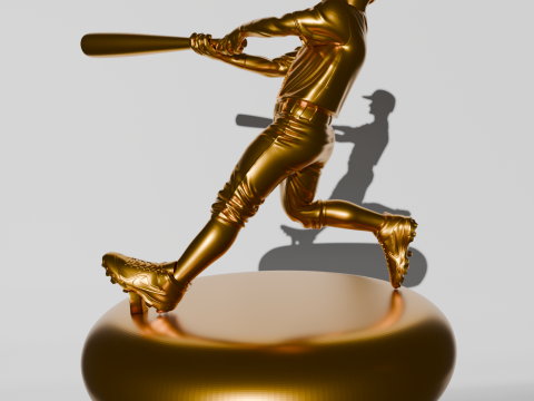 BASEBALL BATTER GOLDEN TROPHY 3D Print Model