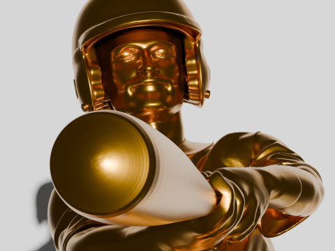 BASEBALL BATTER GOLDEN TROPHY 3D Print Model