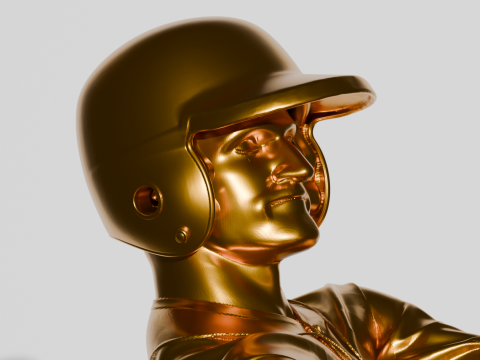 BASEBALL BATTER GOLDEN TROPHY 3D Print Model