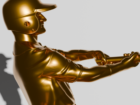 BASEBALL BATTER GOLDEN TROPHY 3D Print Model