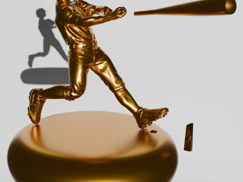 BASEBALL BATTER GOLDEN TROPHY 3D Print Model