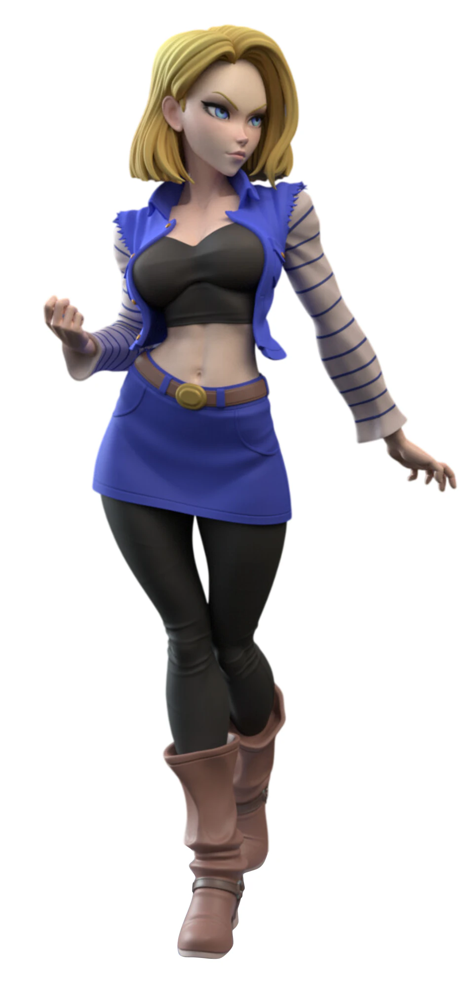 ANDROID 18 3D PRINTABLE FIGURE MULTI-PART STL 3D Print Model .c4d .max .obj .3ds .fbx .stl .blend