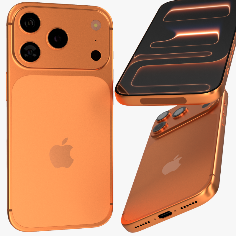 Apple Iphone 17 Pro Max Orange Modello 3D .c4d .max .obj .3ds .fbx .stl .blend 