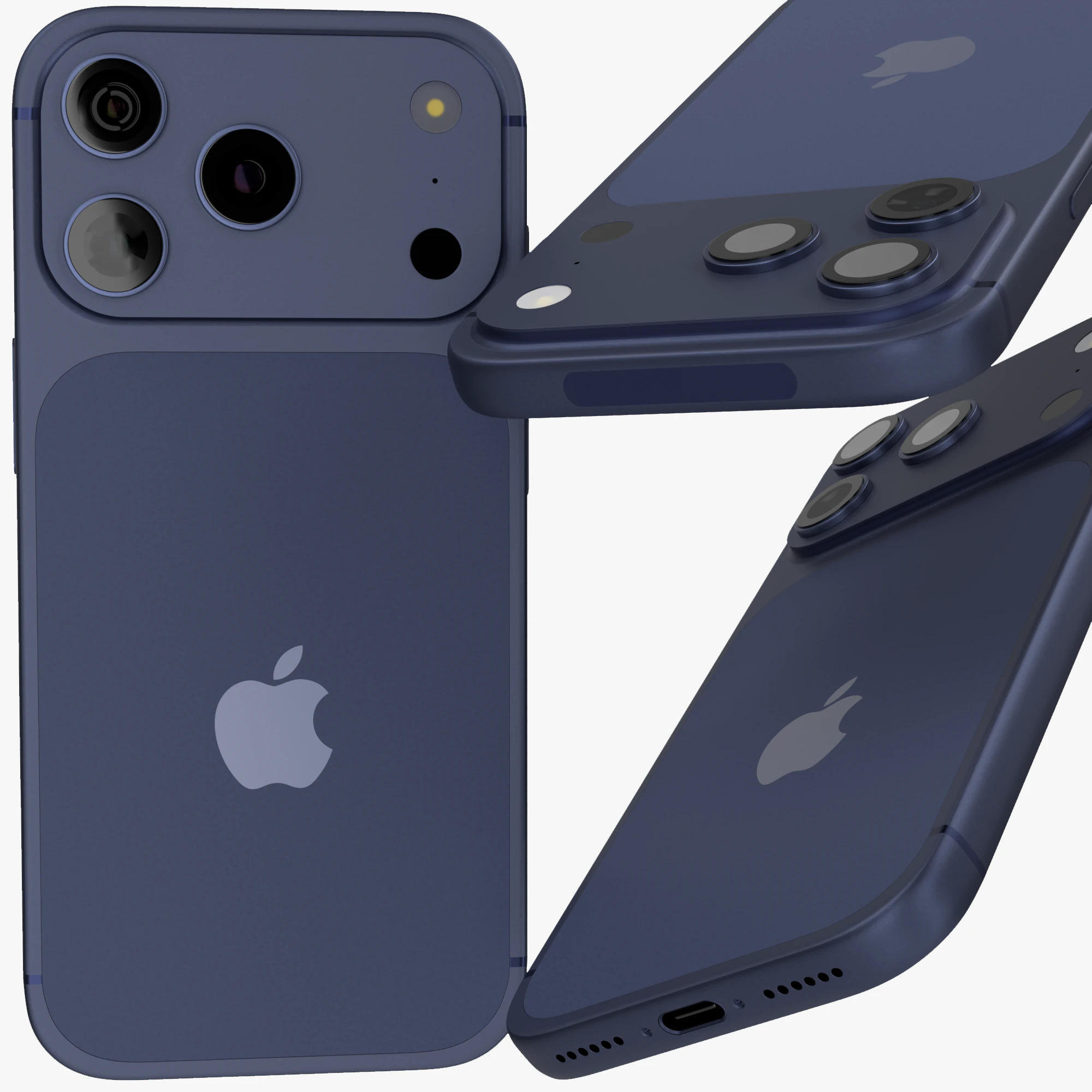 Iphone 17 Pro Max Deep Blue 3D Model .c4d .max .obj .3ds .fbx .stl .blend 