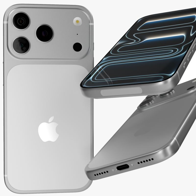 Iphone 17 Pro Max Silver 3D Модель .c4d .max .obj .3ds .fbx .stl .blend 