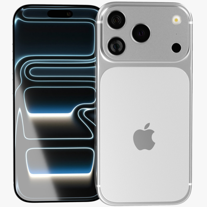 Apple iPhone 17 Pro Silver 3D मॉडल .c4d .max .obj .3ds .fbx .stl .blend 