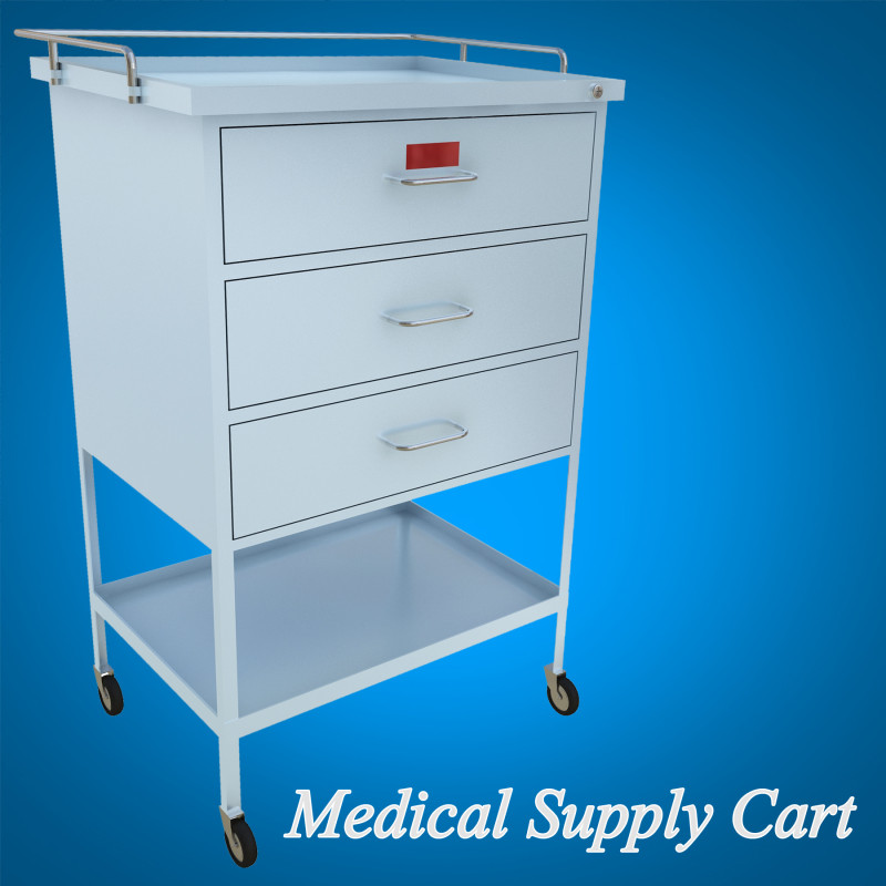 Medical Supply Cart 3D Model .c4d .max .obj .3ds .fbx .stl .blend