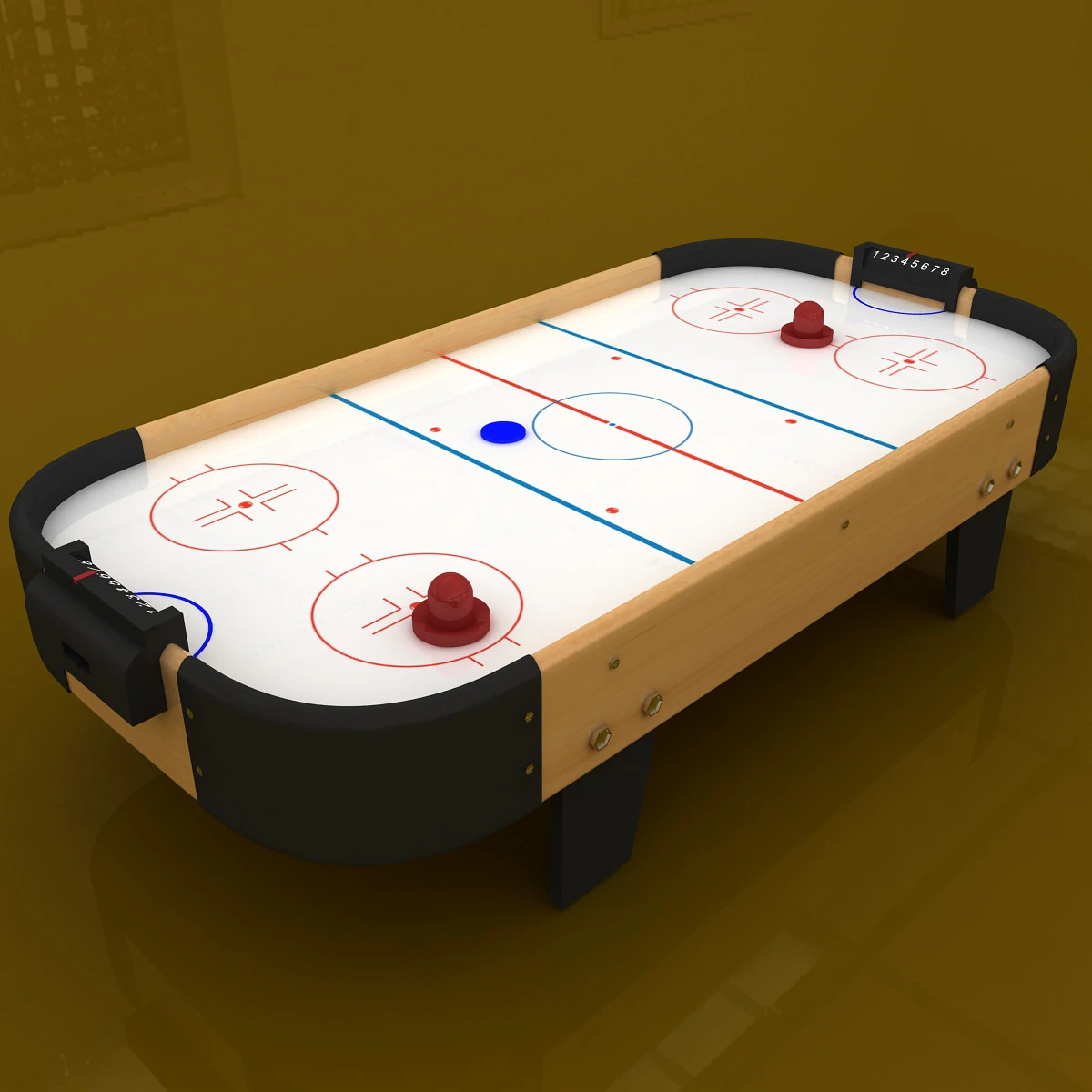 Small Air Hockey Table 3D Model .c4d .max .obj .3ds .fbx .stl .blend 