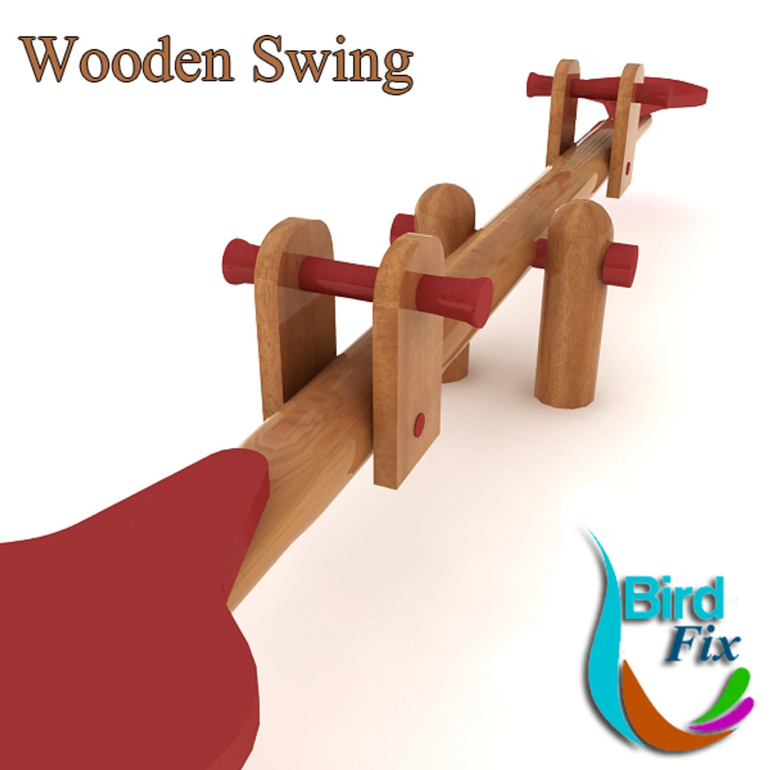 Wooden Swing 3D Model .c4d .max .obj .3ds .fbx .stl .blend 