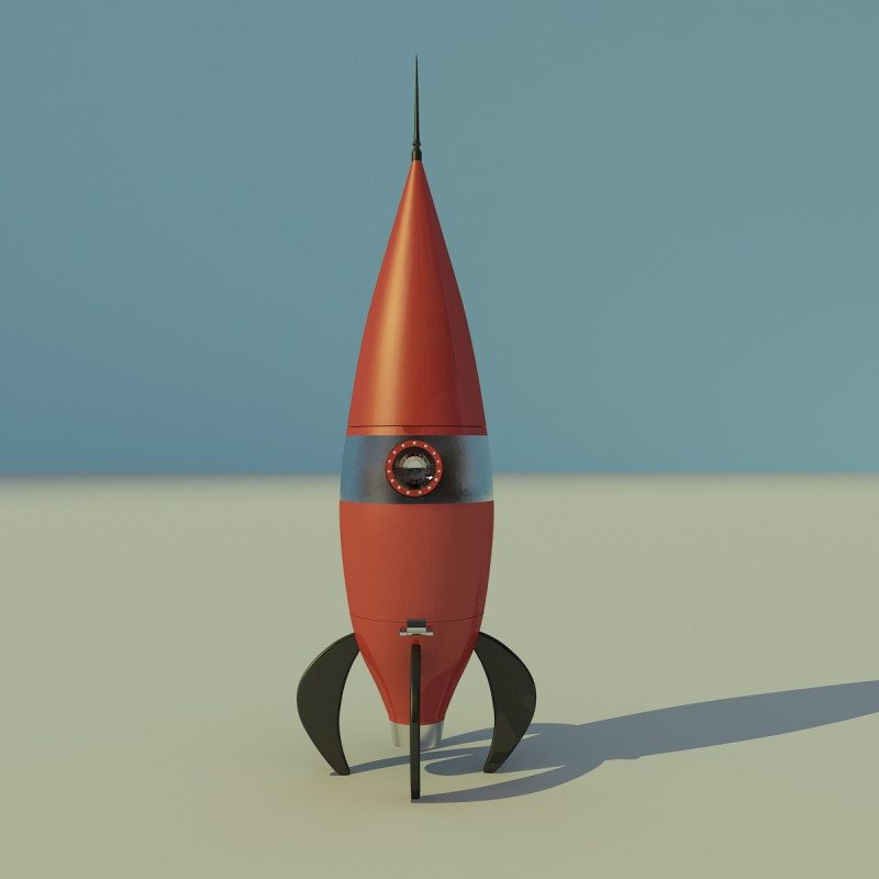 Space Retro Rocket Modelo 3D .c4d .max .obj .3ds .fbx .stl .blend 