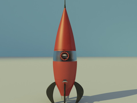 Space Retro Rocket Model 3D