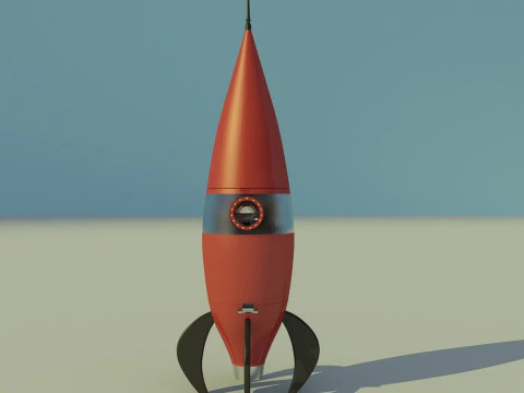 Space Retro Rocket 3D Model