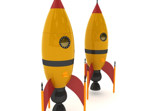 Retro Rocket 3D Model