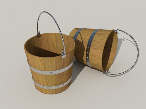 Wood Bucket 3D Model